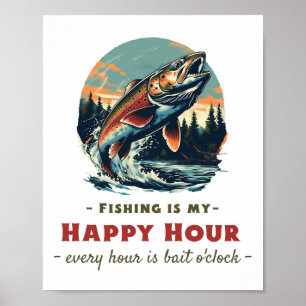Poster Pêche drôle est mon moment heureux pour les pêcheu