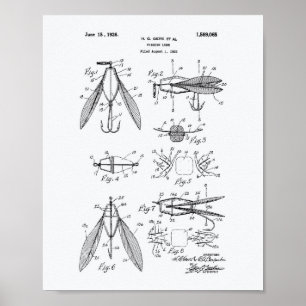 Poster Pêche du livre blanc d'art de brevet de l'attrait