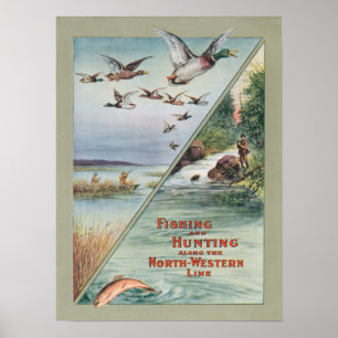 Poster Pêche et chasse le long de la ligne Nord-Ouest