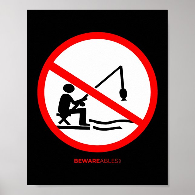 Poster Pêche interdite pas de pêche panneau de pêche amus (Devant)