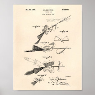 Poster Pêche Lure 1929 Brevet Art Vieux Poivre
