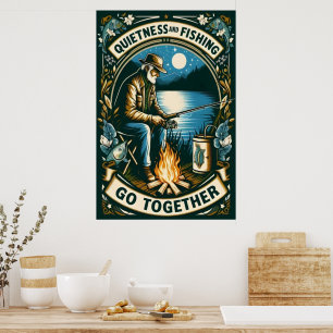 Poster Pêche Nocturne Et Feu De Campagne