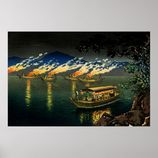 Poster Pêche pour Cormorants Tsuchiya Koitsu 1940 (Devant)