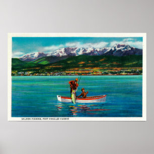 Poster Pêche saumon à Port Angeles