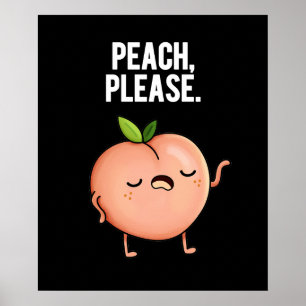 Poster Pêche S'Il Vous Plaît Funky Fruit Pun Dark BG