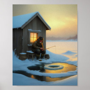 Poster Pêche sur glace temps 