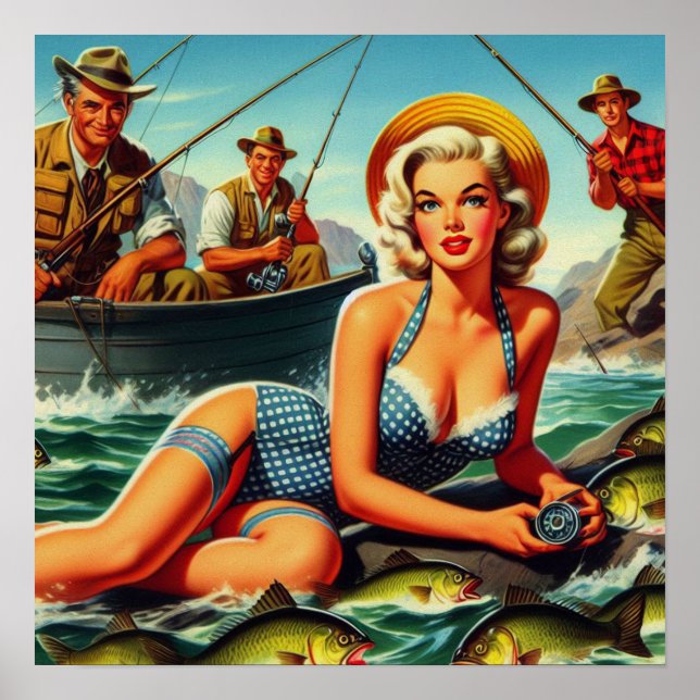 Poster Pêche vintage (Devant)