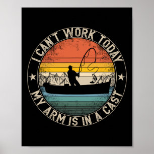 Poster Pêche Vintage Je Ne Peux Pas Travailler Aujourd'hu
