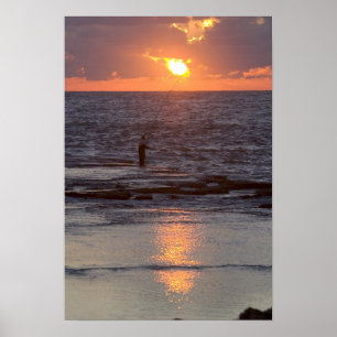 Poster Pêcheur à Byblos au coucher du soleil, Liban
