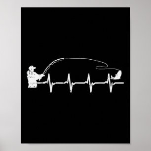Poster Pêcheur Battement de coeur Pêche Hommes Garçons En