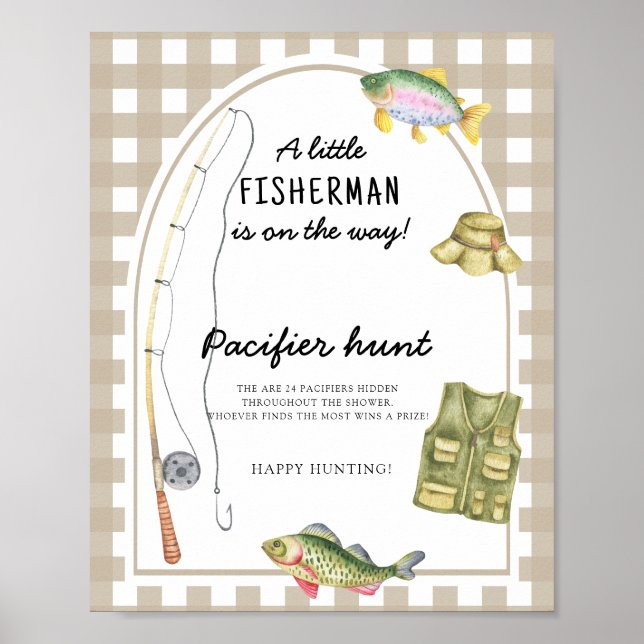 Poster Pêcheur - chasse à la pacifique jeu de baby shower (Devant)