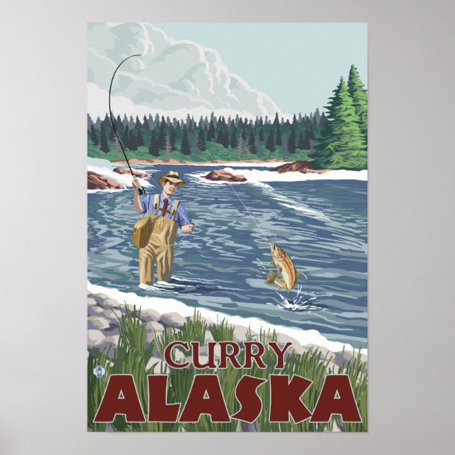 Poster Pêcheur de mouches - Curry, Alaska (Devant)