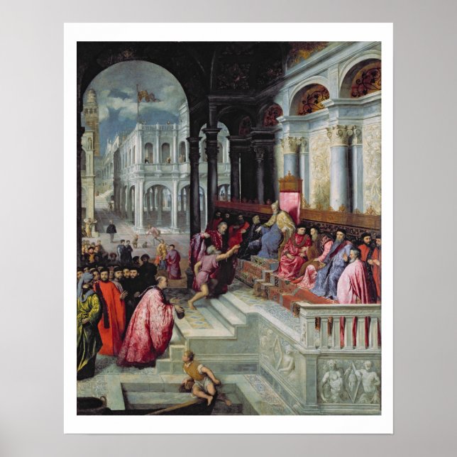 Poster Pêcheur donnant l'anneau au chien de Venise (Devant)
