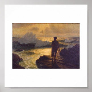 Poster Pêcheur hawaïen, huile sur toile