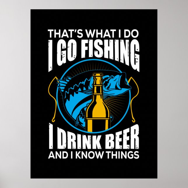 Poster Pêcheur je vais à la pêche je bois de la bière (Devant)