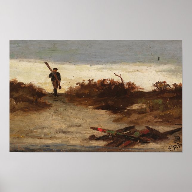 Poster Pêcheur par eau (1886) Edward Mitchell (Devant)