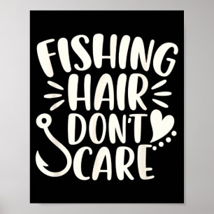 Poster Pêcheur pêchant les cheveux s'en fichent drôle de