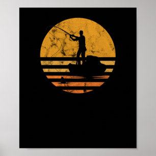 Poster Pêcheur vintage affligé de Fisher de pêche de
