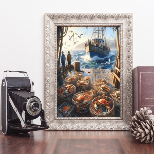 Poster Pêcheurs à la Twilight ramassant des crabes 8x10 (Créateur téléchargé)