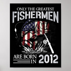 Poster Pêcheurs pour 13 ans Drapeau Usa Fishi Anniversair