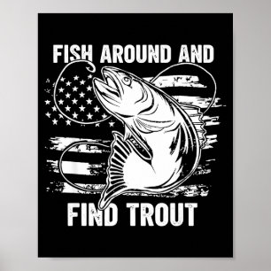 Poster Pêchez autour et trouvez la truite Drôle de pêche