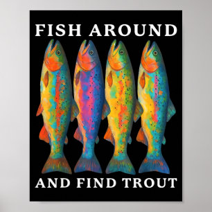 Poster Pêchez autour et trouvez la truite drôle pêche pêc