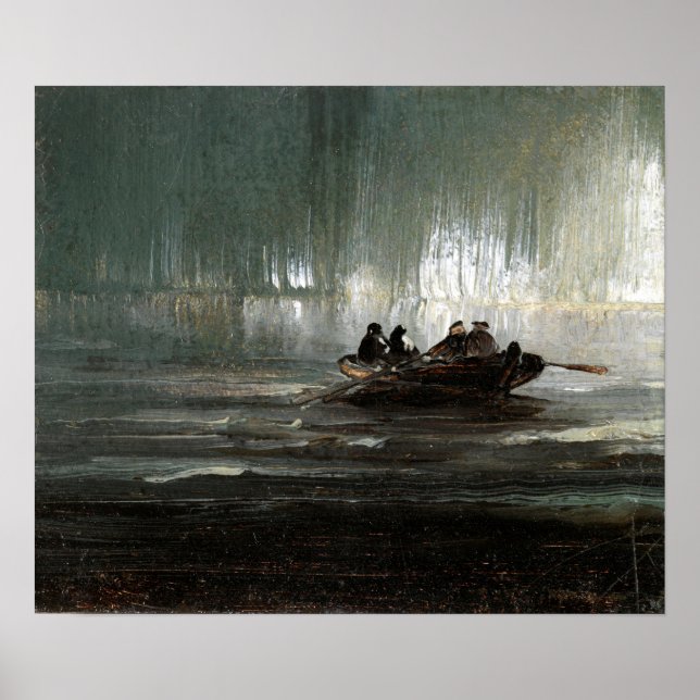 Poster Peder Balke Lumières du Nord sur quatre hommes (Devant)