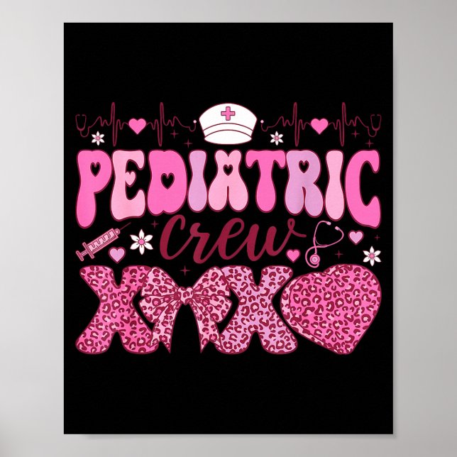 Poster Pediatric Crew Xoxo Nurse Valentines Day Coquette  (Devant)