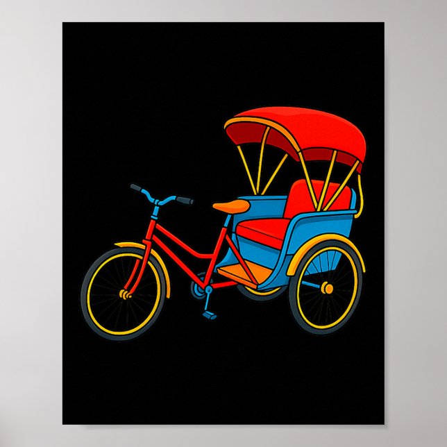 Poster Pedicab Cycle Rickshaw Bike Taxi Premium Tri-blend (Devant)