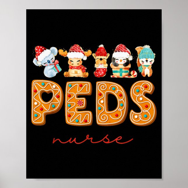Poster Peds Nurse Gingerbread Christmas Pediatric Nurse H (Devant)