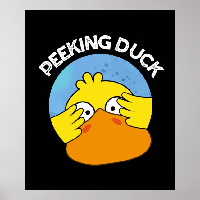 Poster Peeking Canard drôle Animal chinois Dish Pun Dark  (Devant)