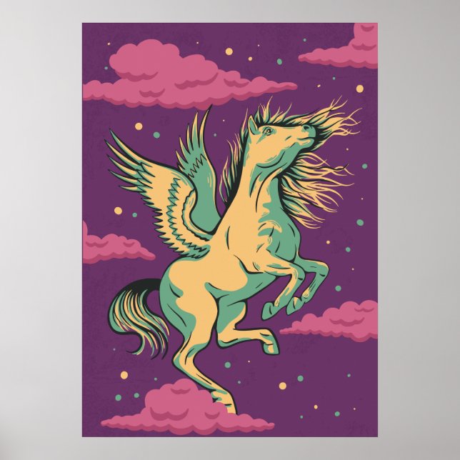 Poster Pégase à cheval ailé (Devant)