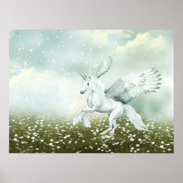 Poster Pégase dans les marguerites (Devant)
