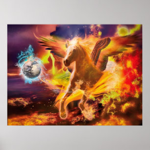 POSTER PEGASUS HORSE DÉTRUIT LE KRAKEN