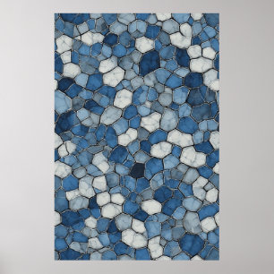 Poster Peigne de miel fracturé : Motif de carreaux craqué