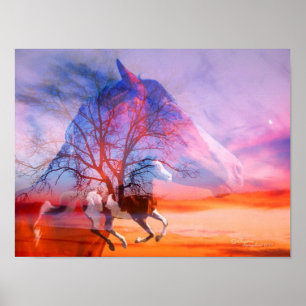 Poster Peignez l'affiche de rêves d'arbre de cheval