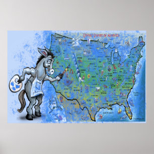 Poster Peindre l'Amérique bleu