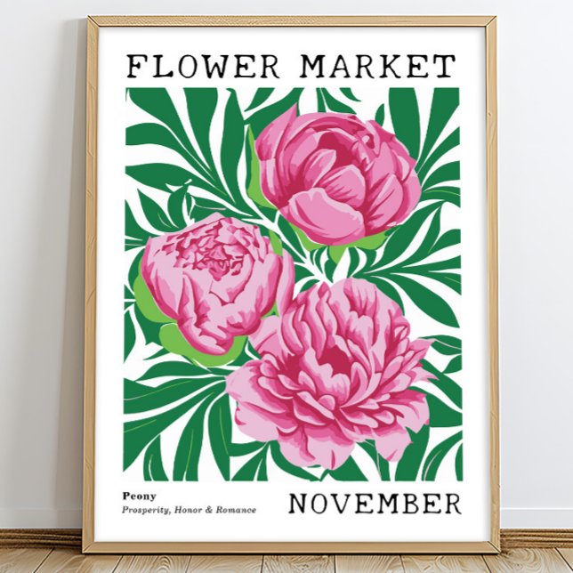 Poster Peine rose Florale Novembre Marché aux fleurs de n (Créateur téléchargé)