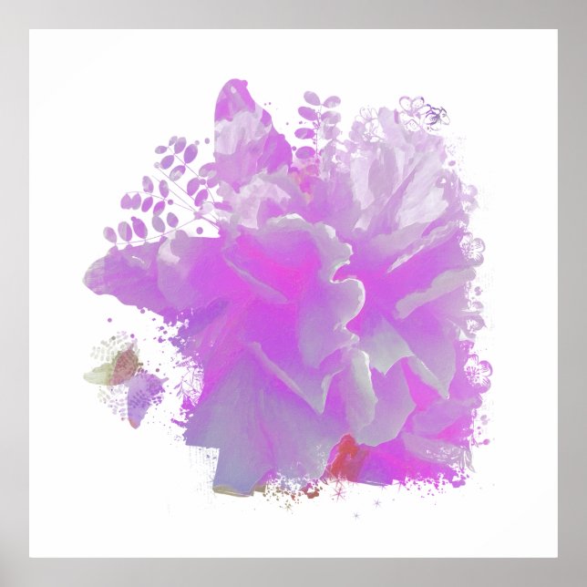 Poster *~* Peine rose Papillon d'art peintre AR3 (Devant)