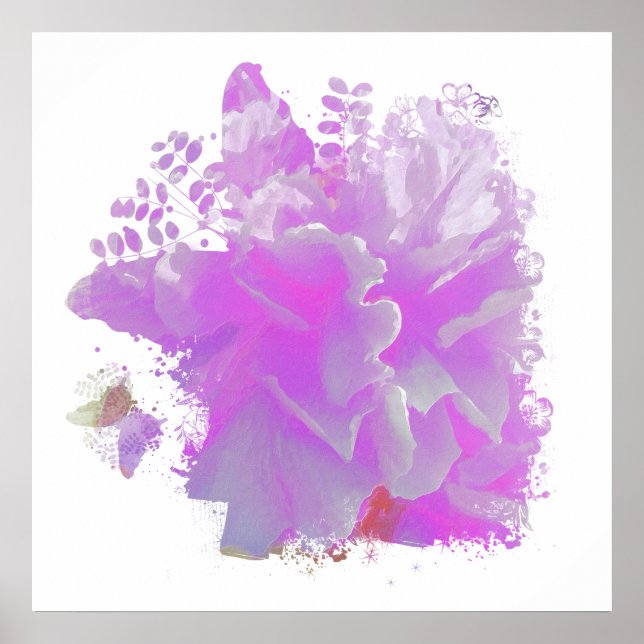 Poster *~* Peine rose Papillon d'art peintre AR3 (Devant)