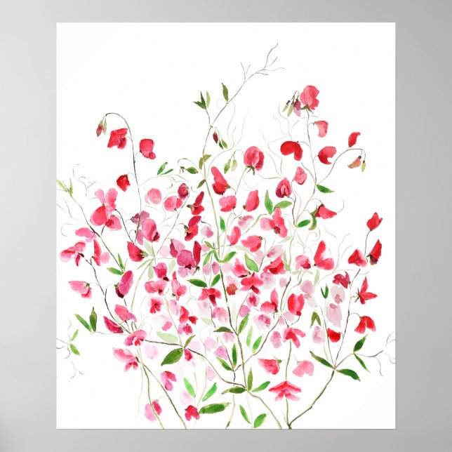 Poster peint à la main magenta rose pois doux 2024 (Devant)