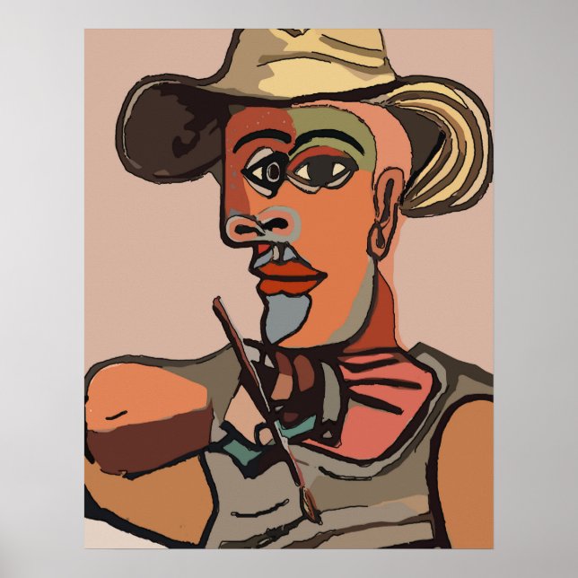 Poster Peintre auto-peinture Abstrait (Devant)