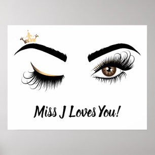 Poster Peintre de maquillage Wink Eye Queen Crown Lash Ex