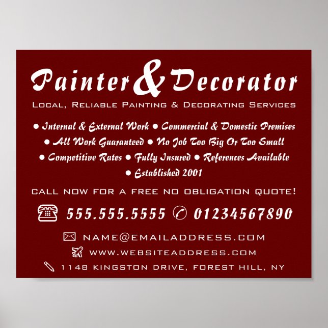 Poster Peintre et décorateur rouge moderne (Devant)