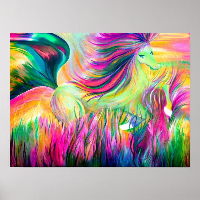 Poster Peinture à cheval colorée (Devant)