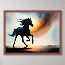 peinture à cheval silhouette brouillard fumée faun