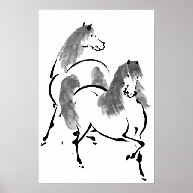 Poster Peinture à deux chevaux (Devant)