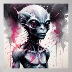 Poster Peinture à éclaboussure Alien