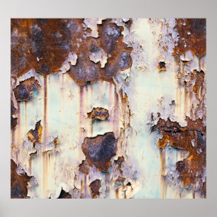 Poster Peinture à épluchage du Wagon du train rouillé