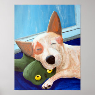 Poster Peinture à la grenouille à capuchon rouge Heeler